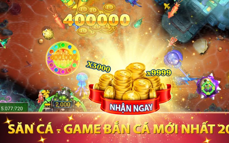 Khung cảnh game bắn cá đổi thưởng với nhiều mục tiêu giá trị