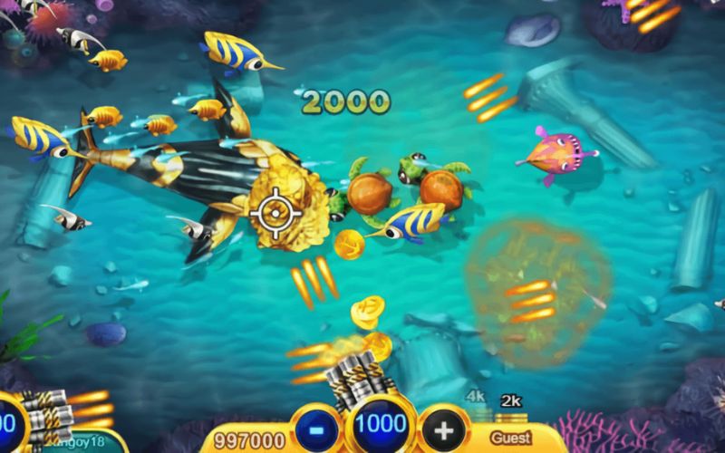Người chơi sử dụng đạn để hạ cá lớn trong game bắn cá đổi thưởng
