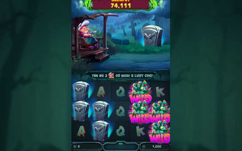 Nhân vật bà nội thây ma xuất hiện trong game slot kinh dị