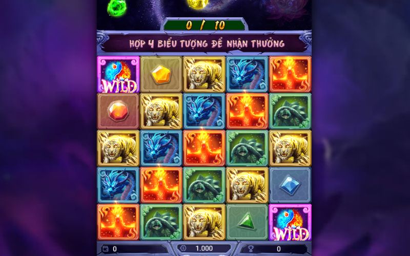 Giao diện game slot 4 Thần Thú với biểu tượng tứ linh